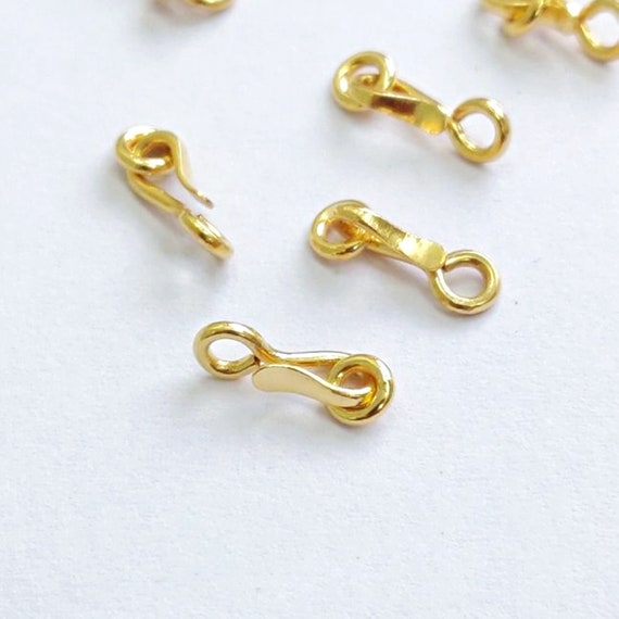 Buy 18k Gold Clasp 10mm Hook With 4mm Ring / 2mm Hole Sturdy 1mm Wire Solid  18 Carat Gold Online in India 