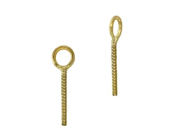 Massief 14k gouden borgtocht • 2,25 mm ring met gat van 1,40 mm / 14k • 0,65x5 mm pin / 14k • Schroefoogpininstelling voor halfgeboorde pareledelsteen