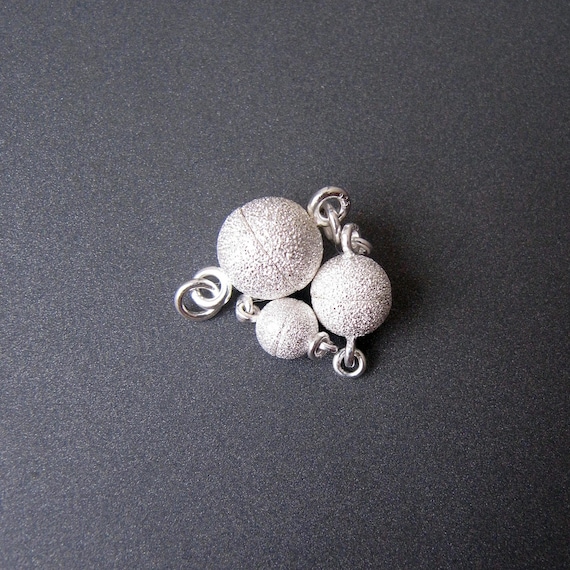 Magnetic Ball Clasp • 6mm 8mm 10mm • Sparkling Star Dust Finish • Sterling Silver 925