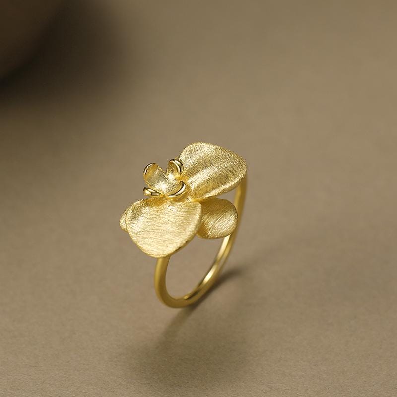 【美品】poda gold ring 17号 水晶 silver925 Orchid Gold Ring • Sterling Silver 925 • 18k Gold Plated
