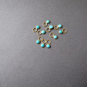 Turquoise Hoop Earring Charm in Solid 18k Gold • Tiny 3mm Gemstone • 4mm Flat Ring /3mm Hole • Natural Arizona Turquoise • SUPER CUTE image 4