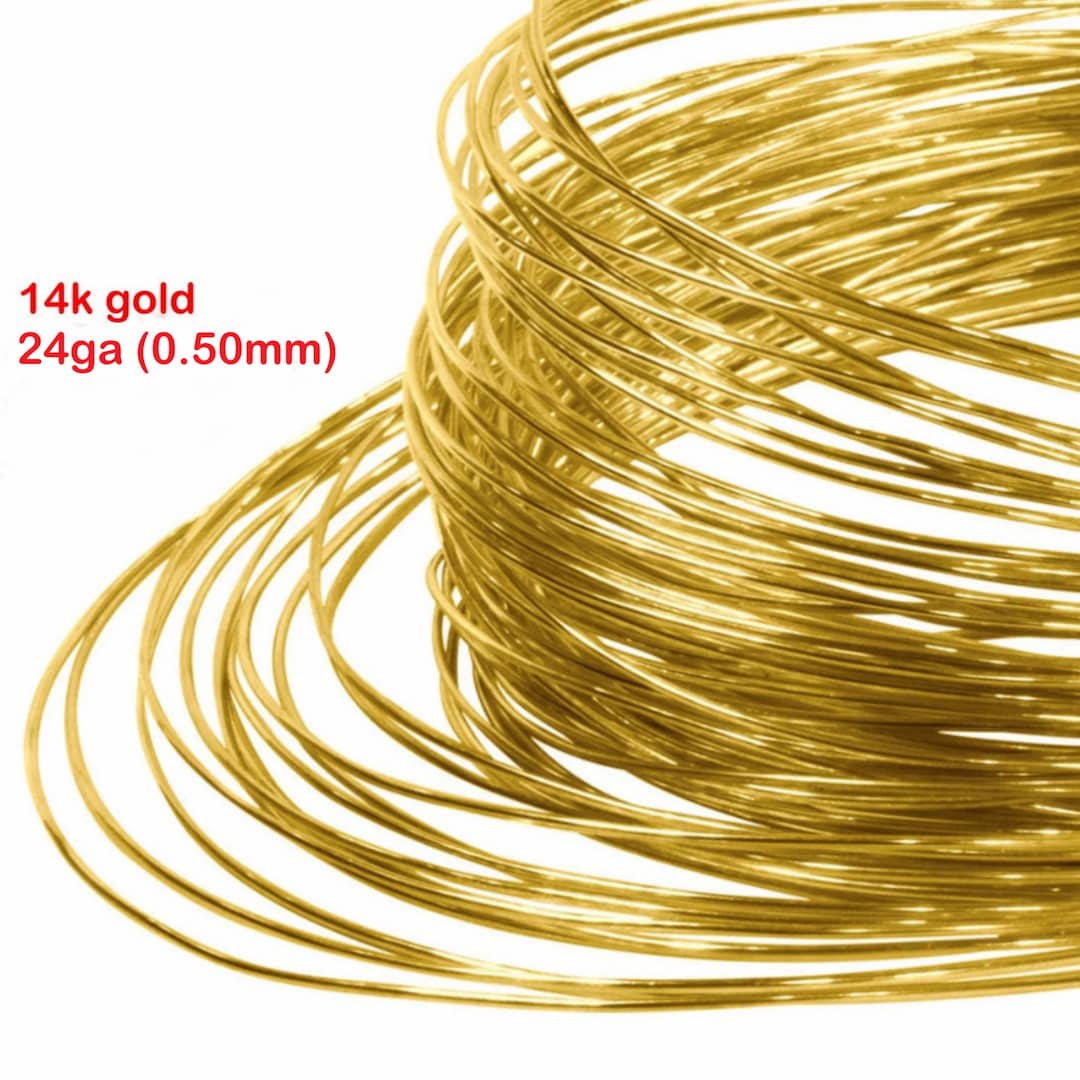 14k Gold Wire • 24ga 0.50mm • Round • Solid 14 Carat Yellow Gold 585 ...