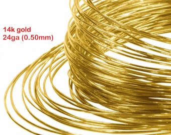 14k Gold Wire • 24ga 0.50mm • Round • Solid 14 Carat Yellow Gold 585 • Jewellery Findings Supplies