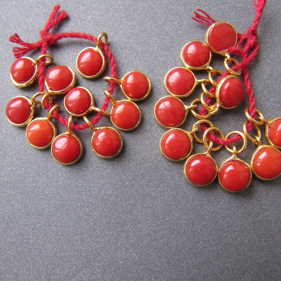Pendentif Italien En Corail Naturel – Perles De Corail Rouge – Neuf Sans Emballage, Vintage