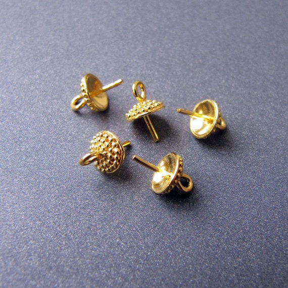 Silver/Gold plated screw eye pins bail pegs half drilled jewelry