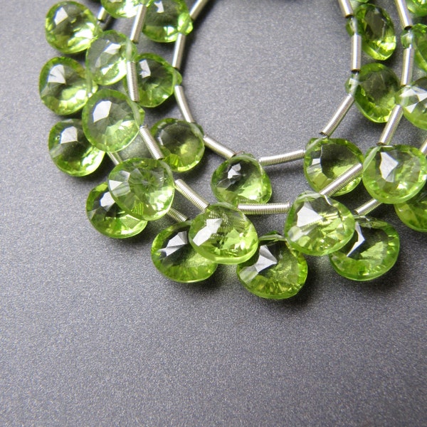 Peridot Concave Hearts • 5.25-7mm • AAA Micro Faceted Chubby Beads • Natural Genuine Gemstone Briolettes • Vivid Spring Green