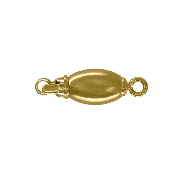 18k Gold Olive Bead Clasp • 8x5mm Body • 15mm Total Length • Solid 18 Carat Gold 750 • Safety Bar