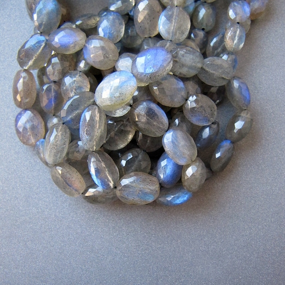 Labradorite Ovals • 6-9mm • AAA Micro Faceted • Natural Genuine Gemstone Oval Nuggets Beads • Blue Fire