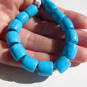 Turquoise Cylinder Bead • 10x10mm • AAA Smooth Barrel Beads • Stabilised Dyed Natural Turquoise