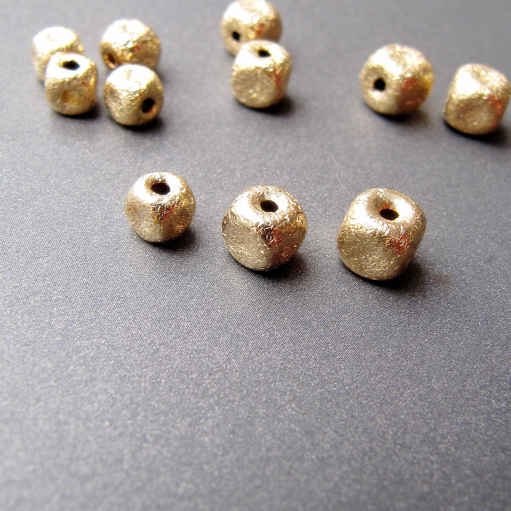 Gold Filled Cube Bead • Brushed Star Dust Finish • 4.60 / 5.30 / 6.20mm • Square Nugget with Indent • Gorgeous