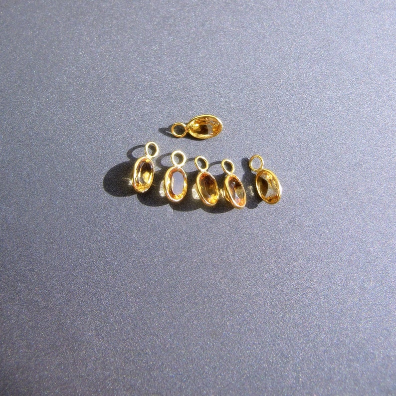 18k Gold Citrine Charm for Earrings 6x4mm Natural Gemstone 3mm Ring with 2.2mm Hole Solid 18 Carat Gold November Birthstone image 2