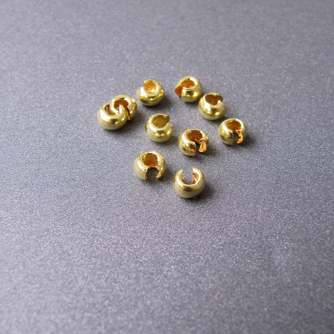18k Gold Crimp Bead Cover 3mm Solid 18 Carat Yellow Gold Handmade