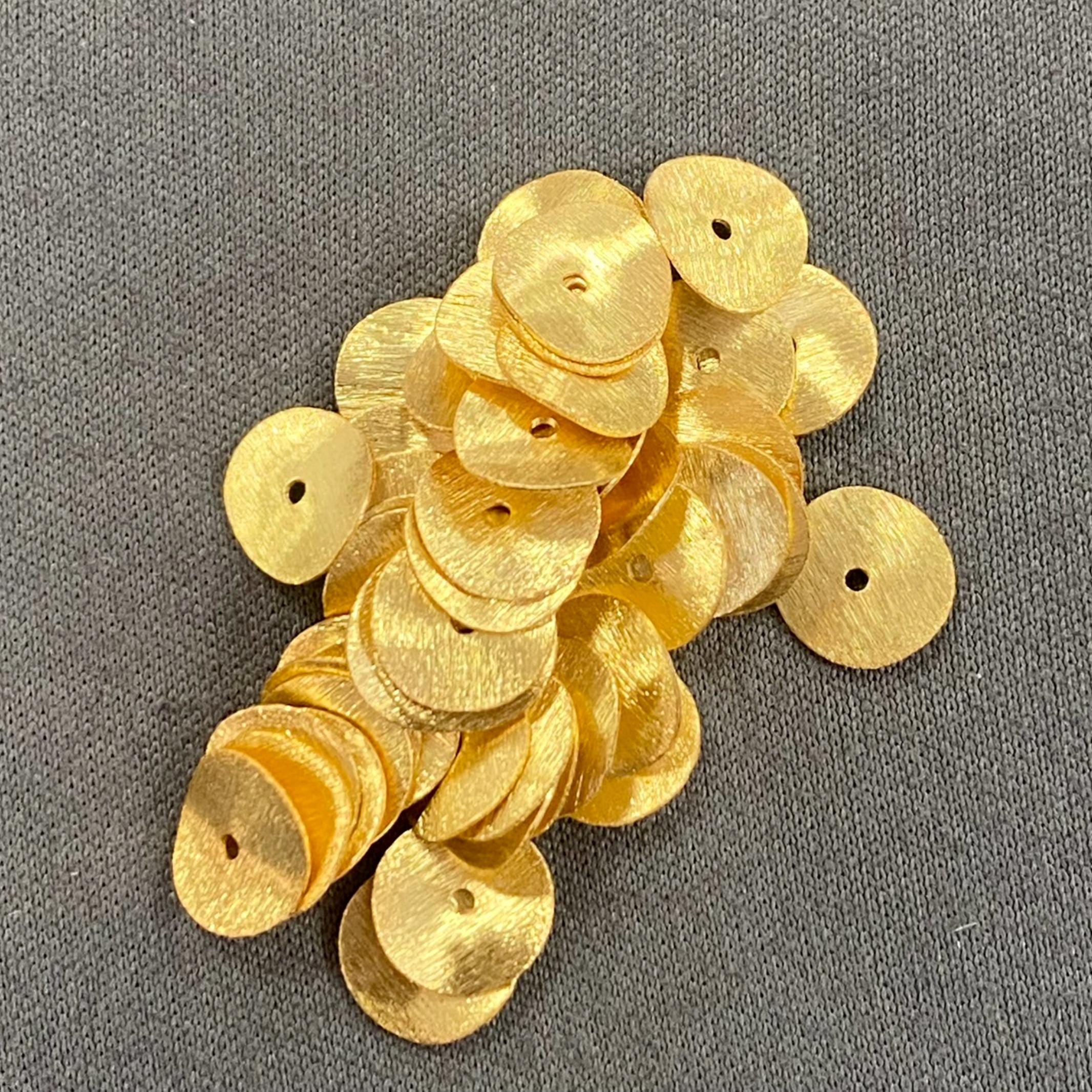 NEW 18k Gold Curved Disc Spacer Bead • 5x0.25mm / 6.50x0.25mm • Solid 18 Carat Gold • Beautiful Brushed Finish • Wavy Flat Cap Cup Divider