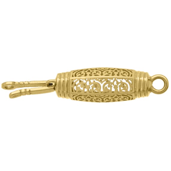 18k Gold Filigree Bead Clasp • 18x6mm / 23x8mm • Solid 18 Carat Gold 750 • Safety Bar
