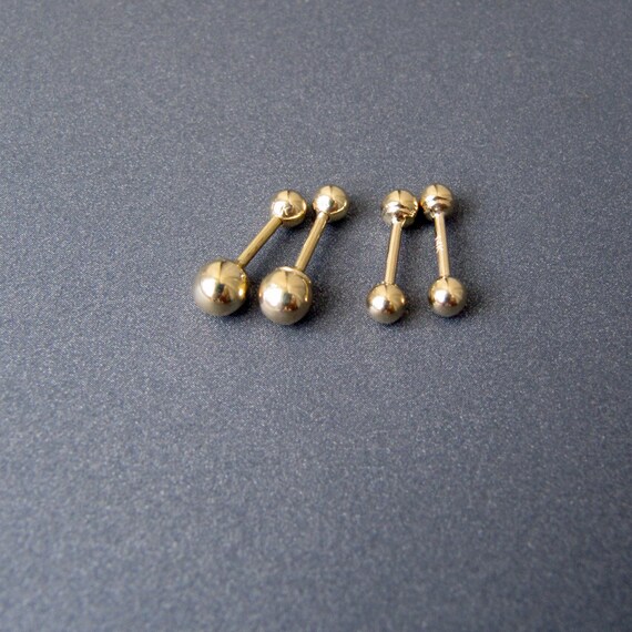 Gold barbell shop earrings