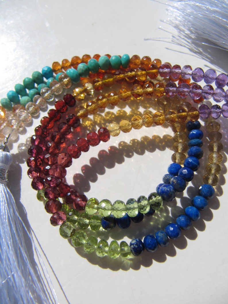 Gemstone rondelles 4mm mix AAA micro faceted sleeping beauty turquoise amethyst rhodolite hessonite garnet peridot citrine madeira sunstone