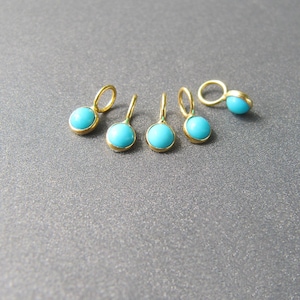 18k Gold Turquoise Charm • 3mm Gemstone • 3.50mm Ring with 2.60mm Hole • Natural Arizona Turquoise • Solid 18 Carat Gold • SUPER CUTE