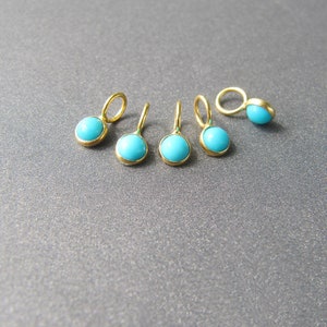 18k Gold Turquoise Charm • 3mm Gemstone • 3.50mm Ring / 2.60mm Hole • Natural Arizona Sleeping Beauty • Solid 18 Carat Gold • SUPER CUTE