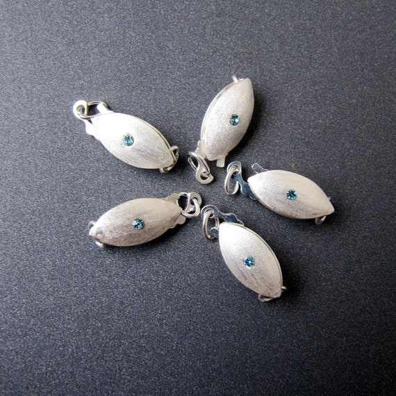 Silver Clasp • Swiss Blue CZ crystal On Both Sides • 12x6mm • 20mm total length • Matte Brushed Finish • Sterling silver 925