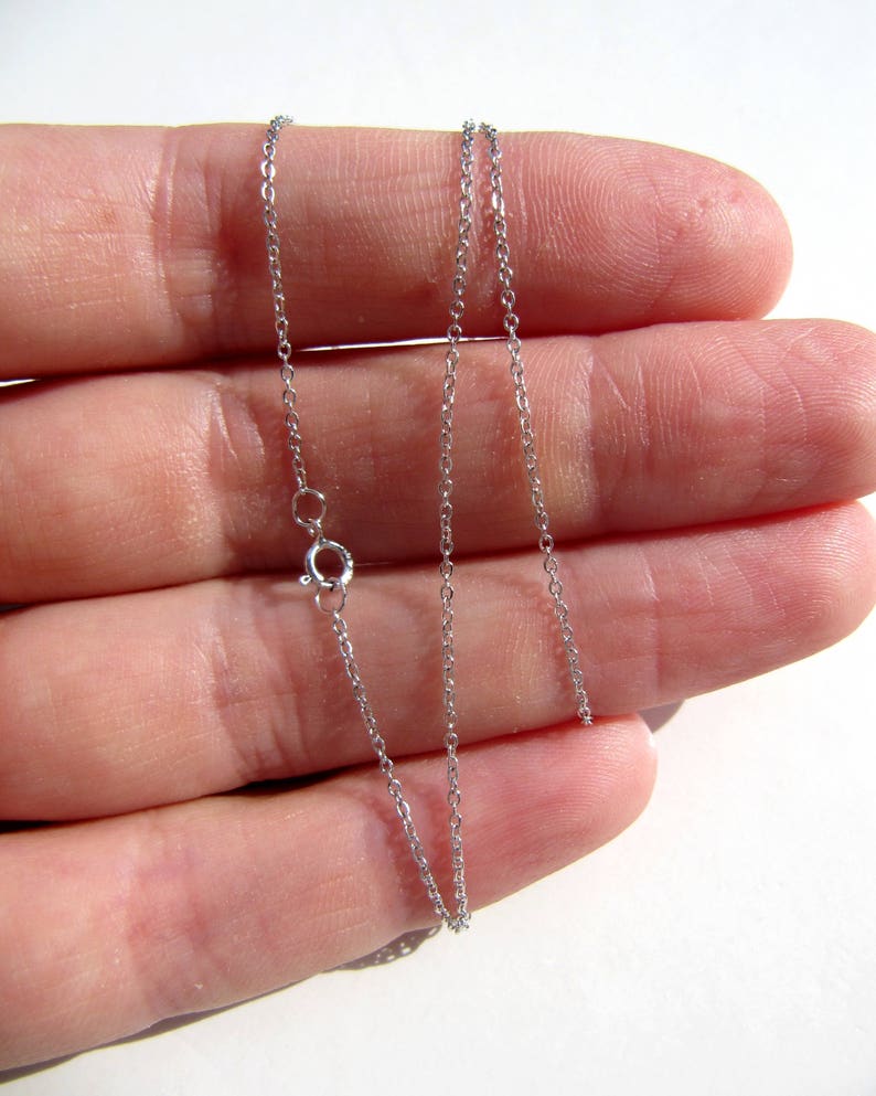 14k WHITE Gold Chain Necklace 1.1mm Solid 14 Carat Gold Etsy