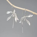 Silver Orchid Flower Earrings • 55x35mm • Statement Big Large Botanical Jewellery • Tariff Free Shipping to USA product logo