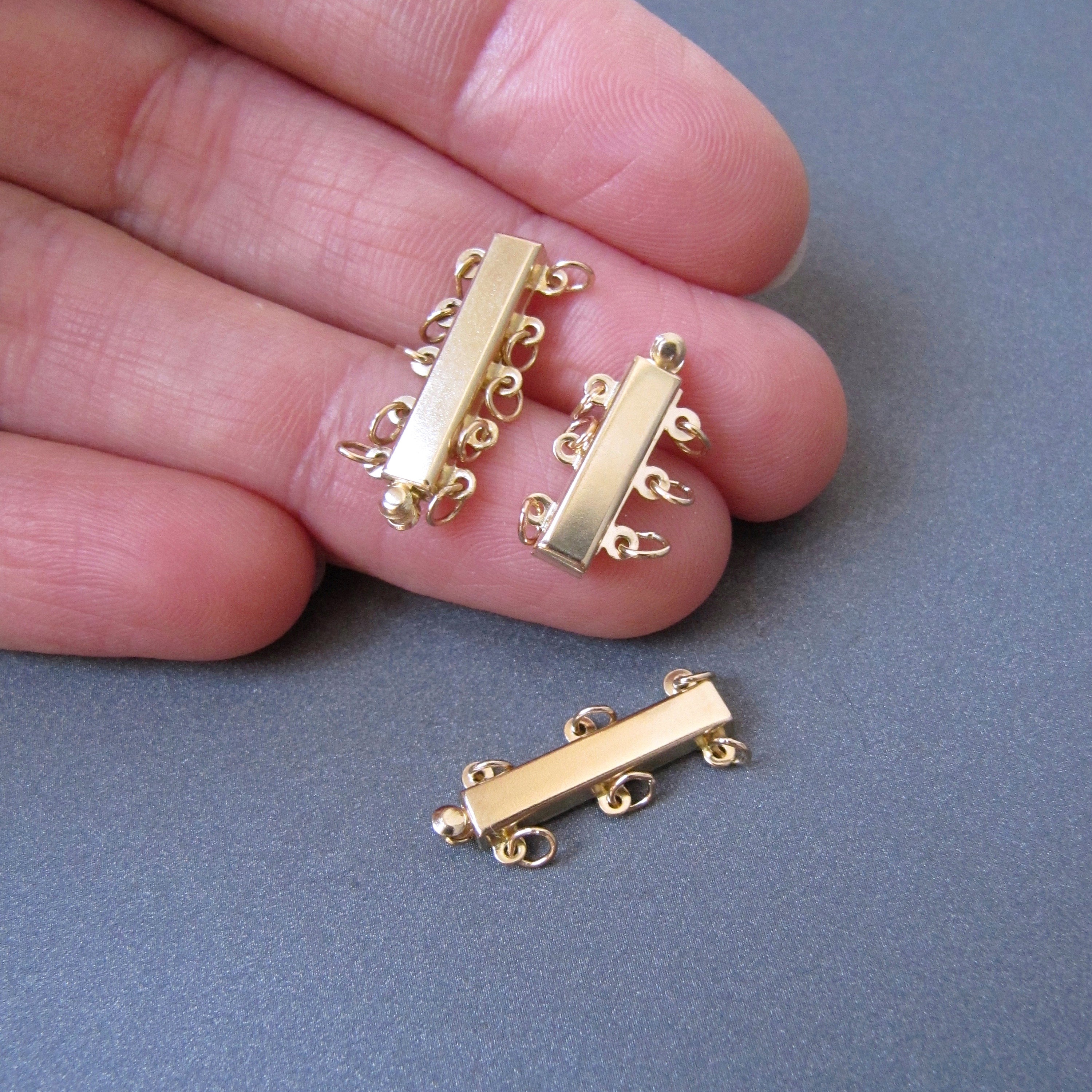 14k Gold Clasp 3row / 5row 16mm 21mm Solid 14 Carat Etsy UK