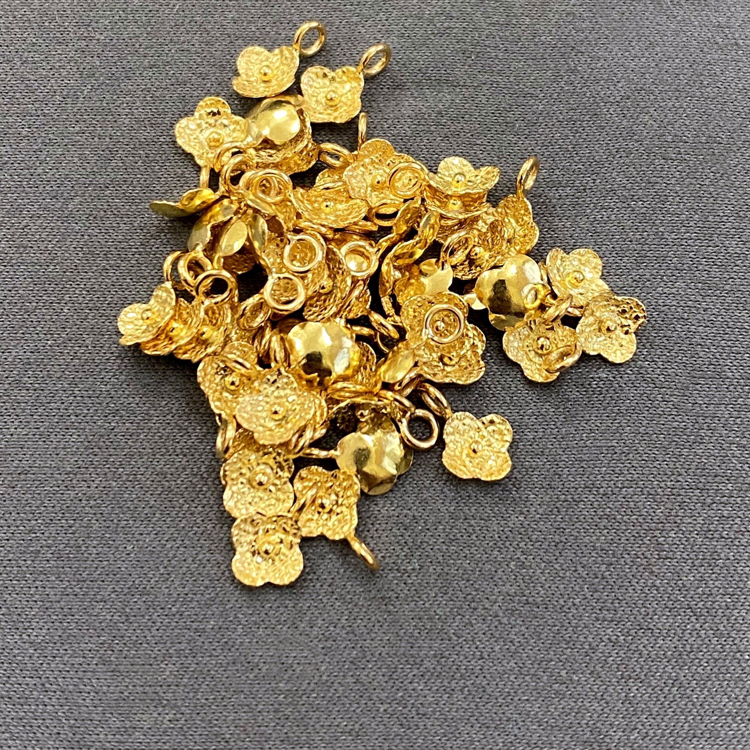 18k Gold Flower Charm Tiny 4.75mm Flower 2.50mm Ring / Etsy