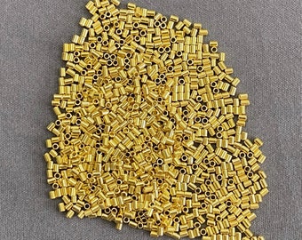 14k Gold Crimp Tube Bead • 1.5x2mm • Real Solid 14 Carat Gold • Warm Yellow Colour • Tariff Free Delivery to USA