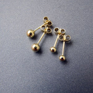 18k Gold Earrings 3mm / 4mm Ball Single Earring / Pair - Etsy