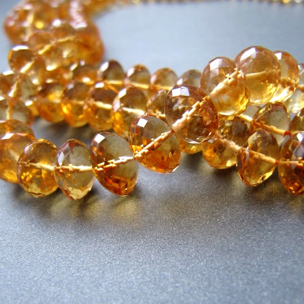 Madeira Citrine Rondelles • 4.50-8mm • AAA Micro Faceted • Natural Gemstone • Bright Orange