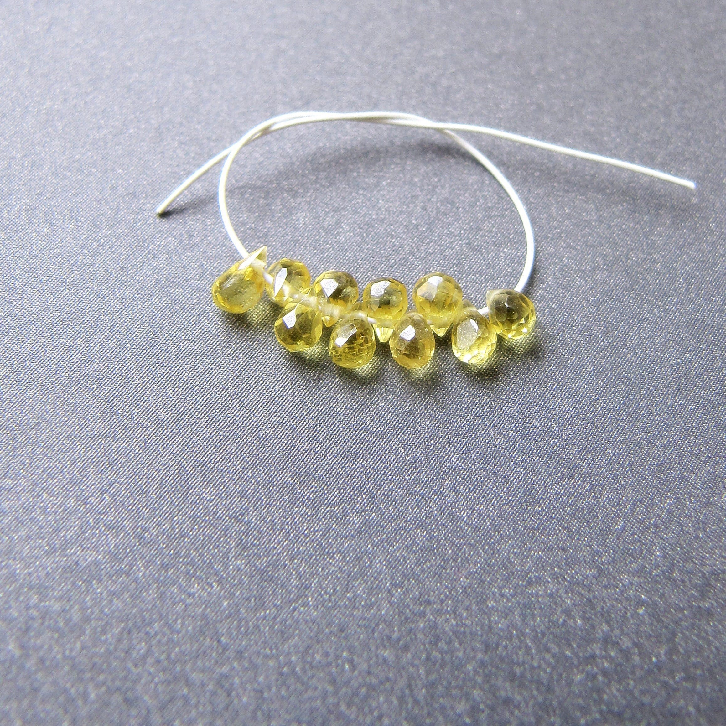 Yellow Sapphire Tear Drop Briolettes • 10 Beads • Tiny 3x2mm • AAA Micro Faceted Drops • Natural Genuine Gemstone • Bright Yellow