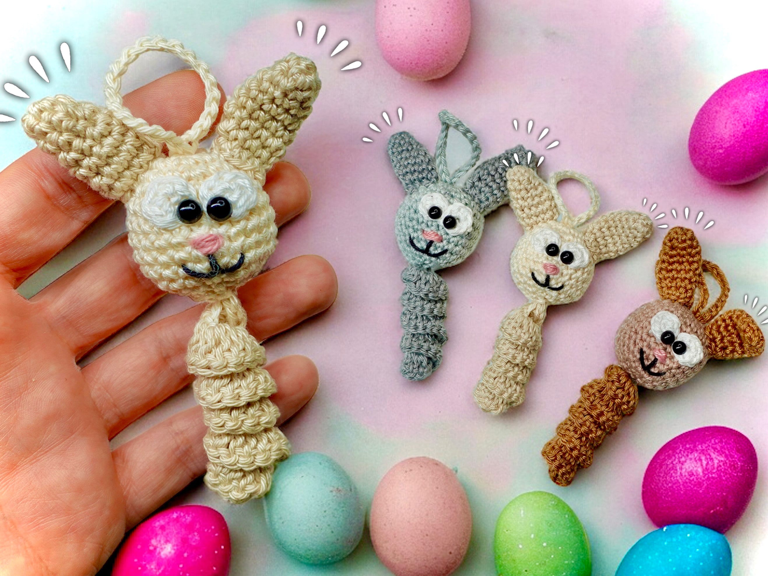 Crochet Pattern - Bunny Worms lucky charm