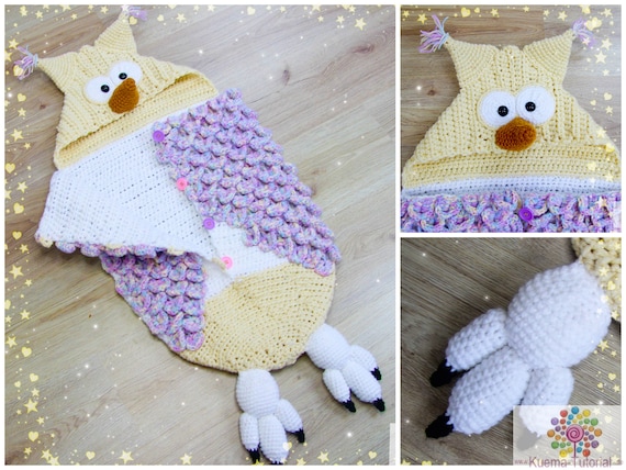 Crochet Pattern Sleeping Bag Snowy Owl Hedwig Etsy
