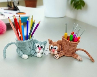 Crochet Pattern - Cat Pen/Needle Container