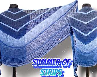 Crochet pattern - Half round crochet shawl Summer of Strips DE