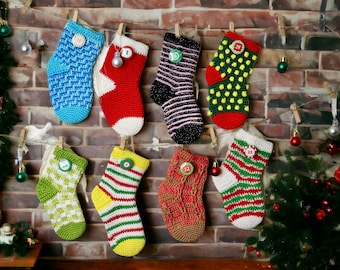 Häkelanleitung - Socken Adventskalender - mit 8 Sockenmustern DE|ENG|NL