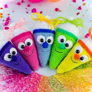 Patron au crochet - Cônes de sucre rigolos / cônes d'école