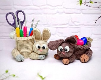 Crochet Pattern - Rabbits Pen/Needle Container