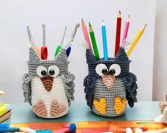 Crochet Pattern - Owl Pen Needle Container
