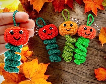 Crochet Pattern - Pumpkin Worm Lucky Charm