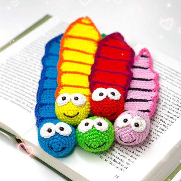 Modèle de crochet - signet bookworm DE|ENG|NL