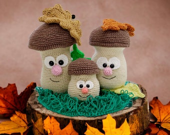 Crochet Pattern - Mushroom Family