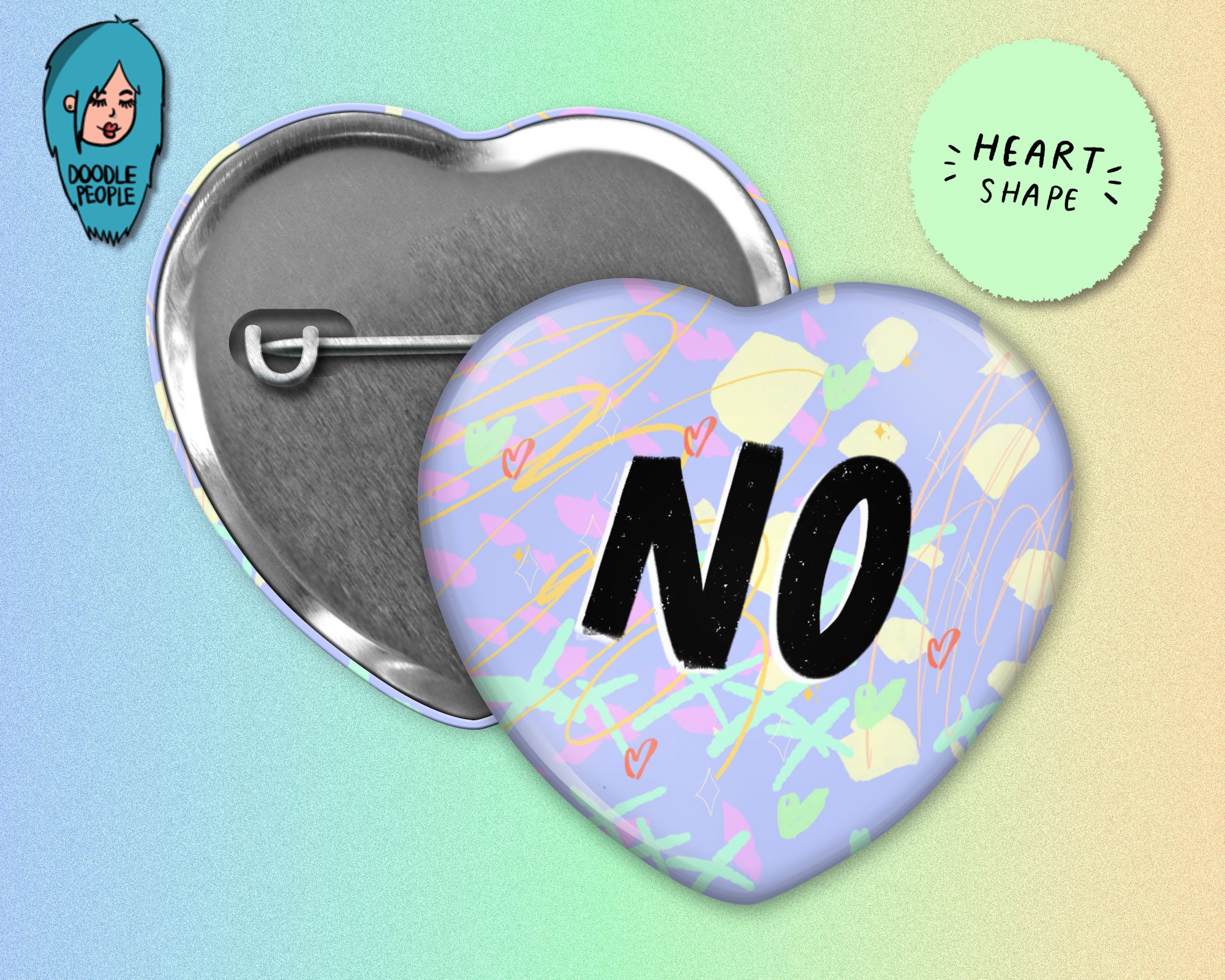 NO badge | funny heart shaped pin | buttons for bad days | communitcative pins | neurodivergent gifts | mental health | don't talk to me