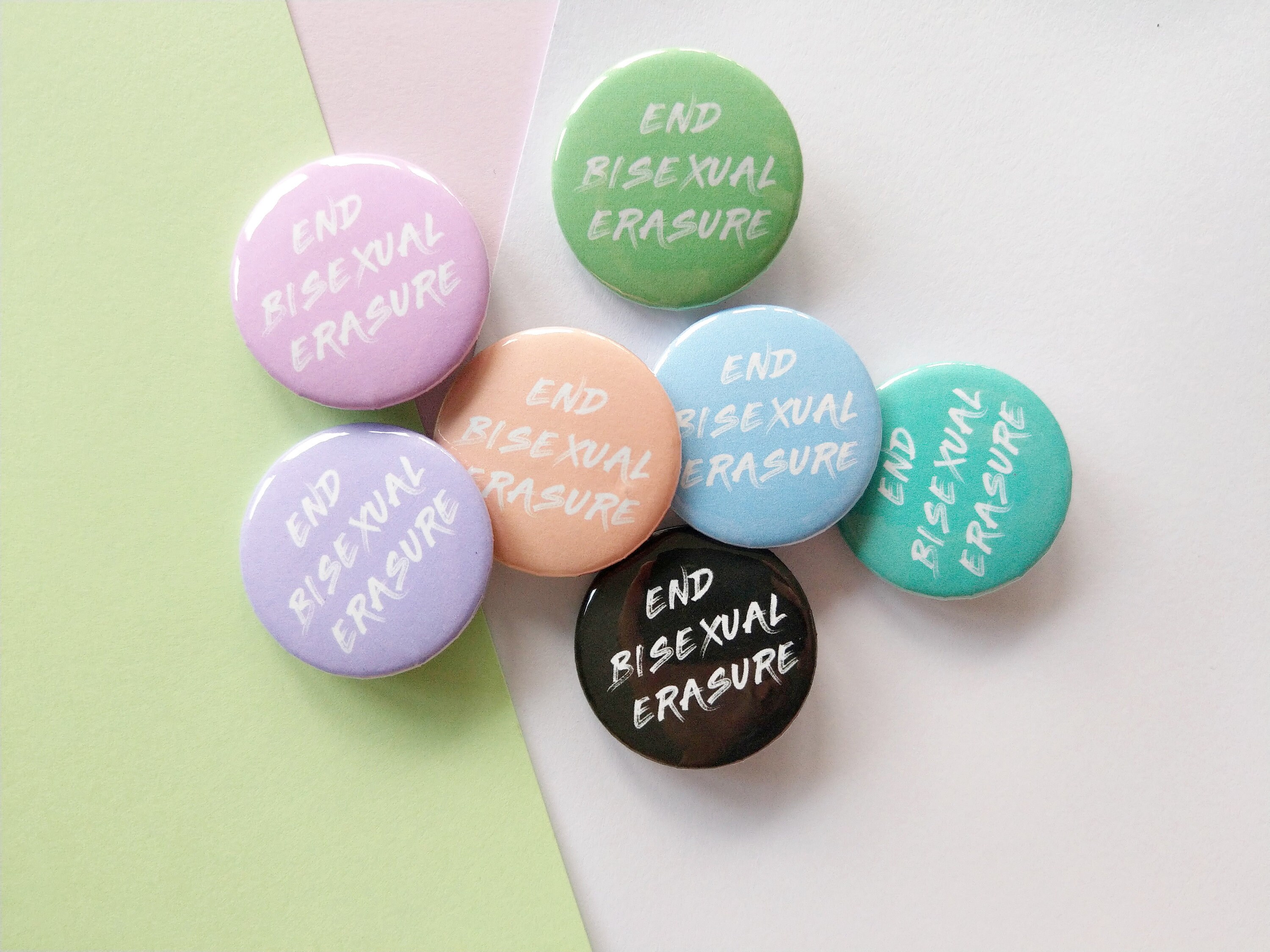 End Bisexual Erasure Bi Pride Pin Buttons Feminist Etsy