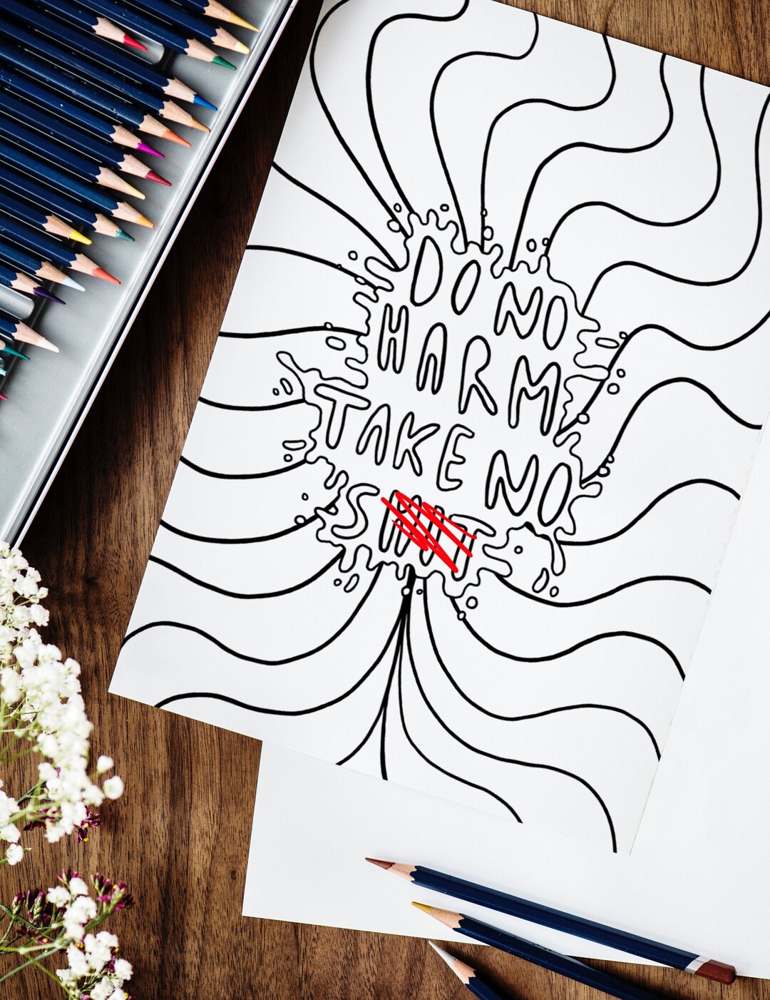 Do No Harm Printable Colouring Page Self Care and Mental - Etsy