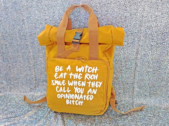 yellow roll top backpack