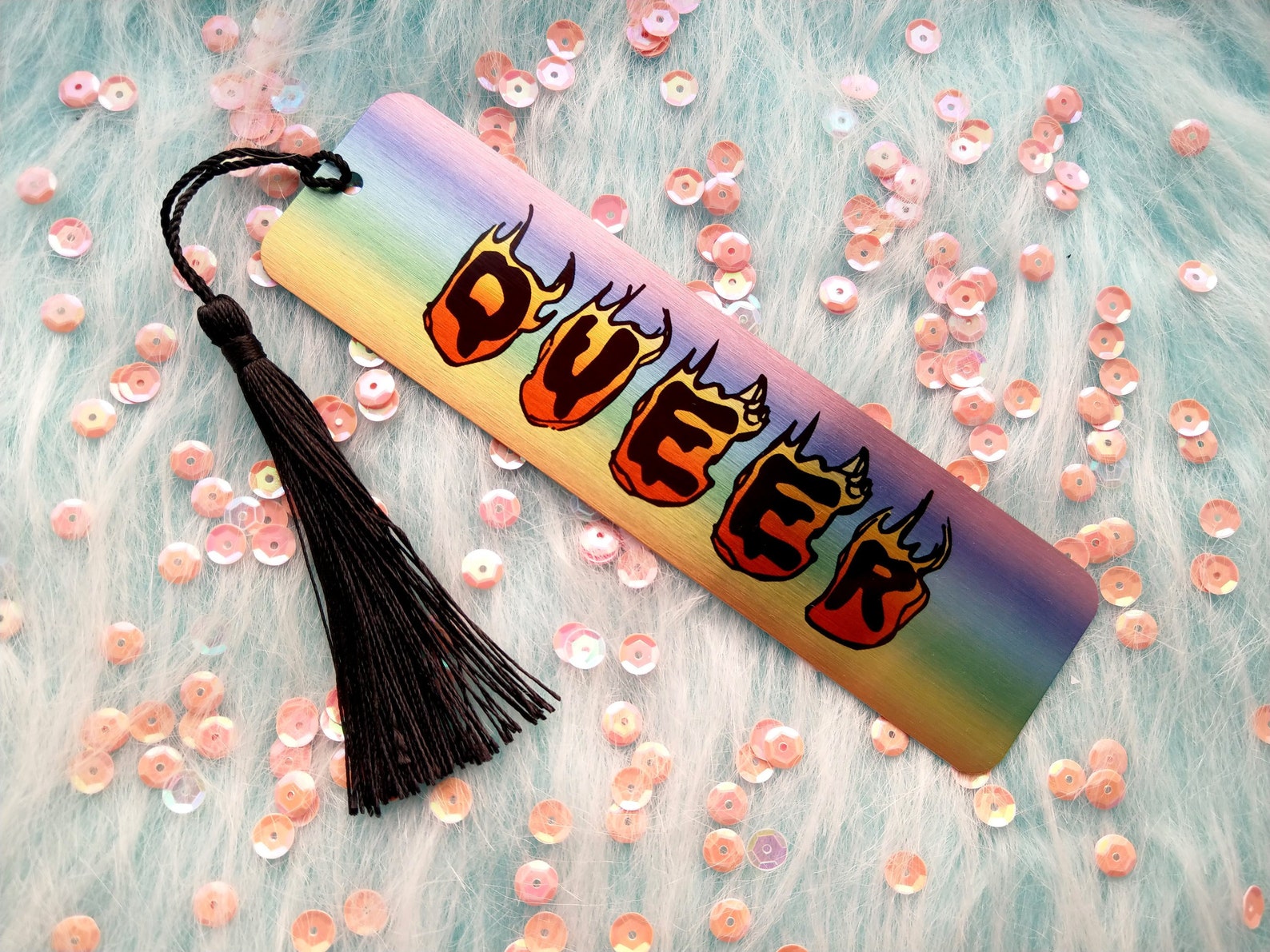 Flaming Queer Metal Bookmark Lgbt Gifts Etsy
