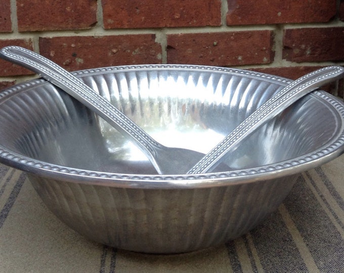 Pewter Salad Bowl Large Pewter Bowl Pewter Salad Set Farmhouse Bowl Etsy