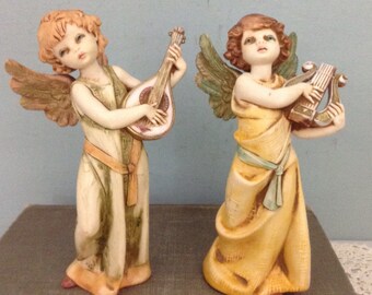 Depose Italy Angel Figurine Pair     Fontanini Angel Figurine Set      Italian Angel Figurine