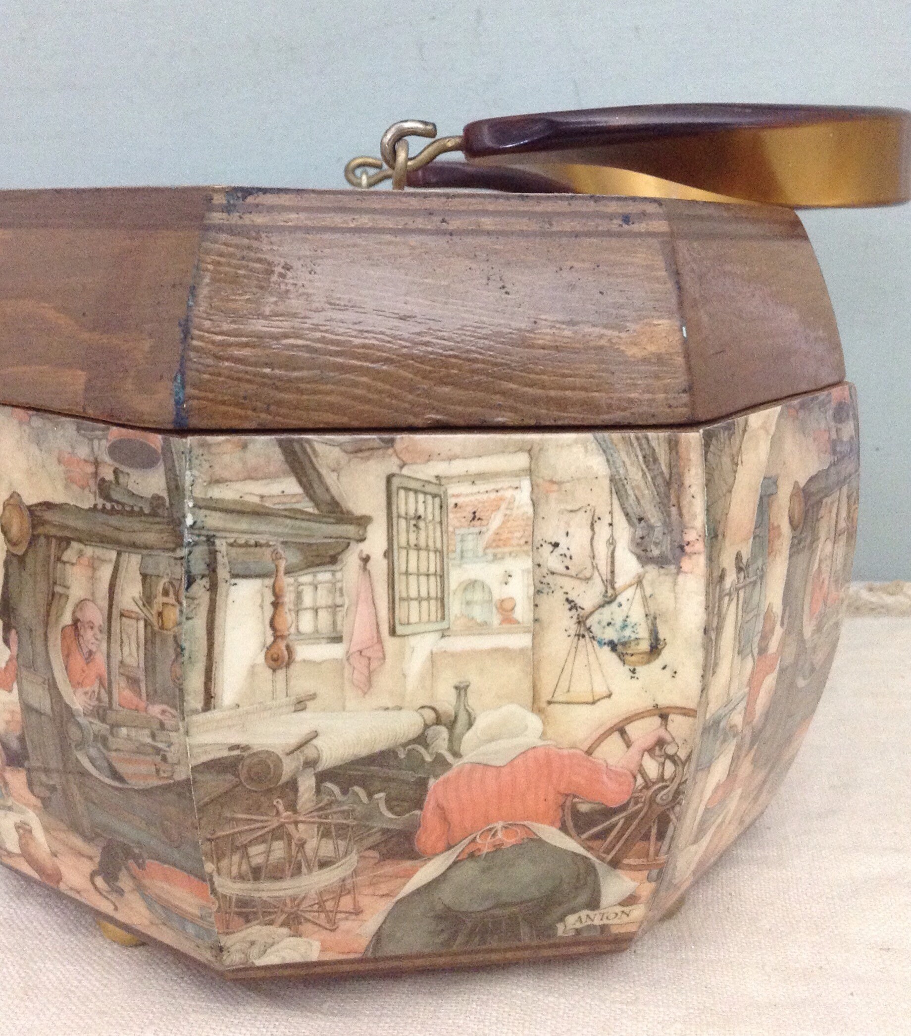 Anton Pieck Box Purse Wood Box Purse Decoupage Purse Vintage